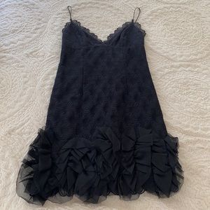 Milly Black Embroidered Floral Cocktail Mini Dress 6